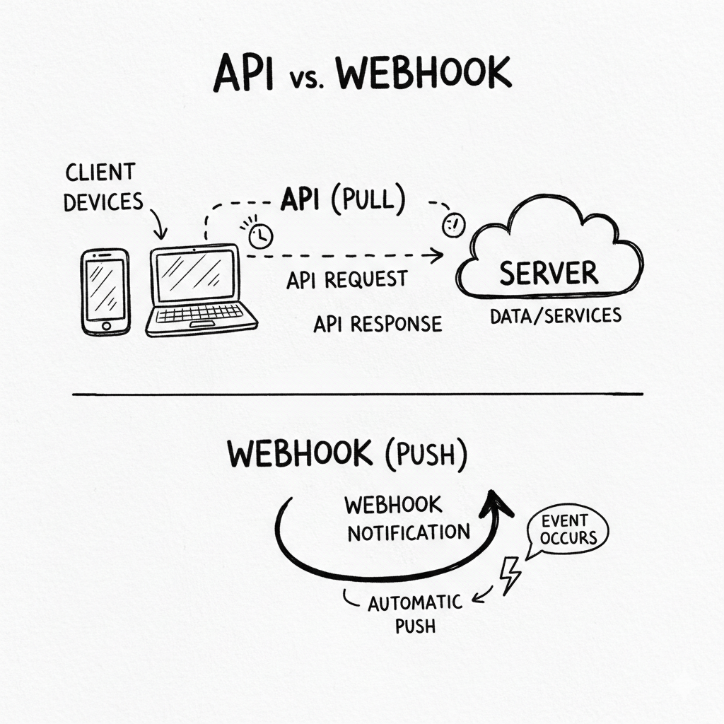 API vs Webhook Explained: Key Differences with Real Examples.