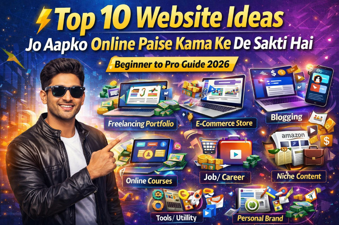 "Top 10 Website Ideas Jo Aapko Online Paise Kama Ke De Sakti Hai (Beginner to Pro Guide 2026)"