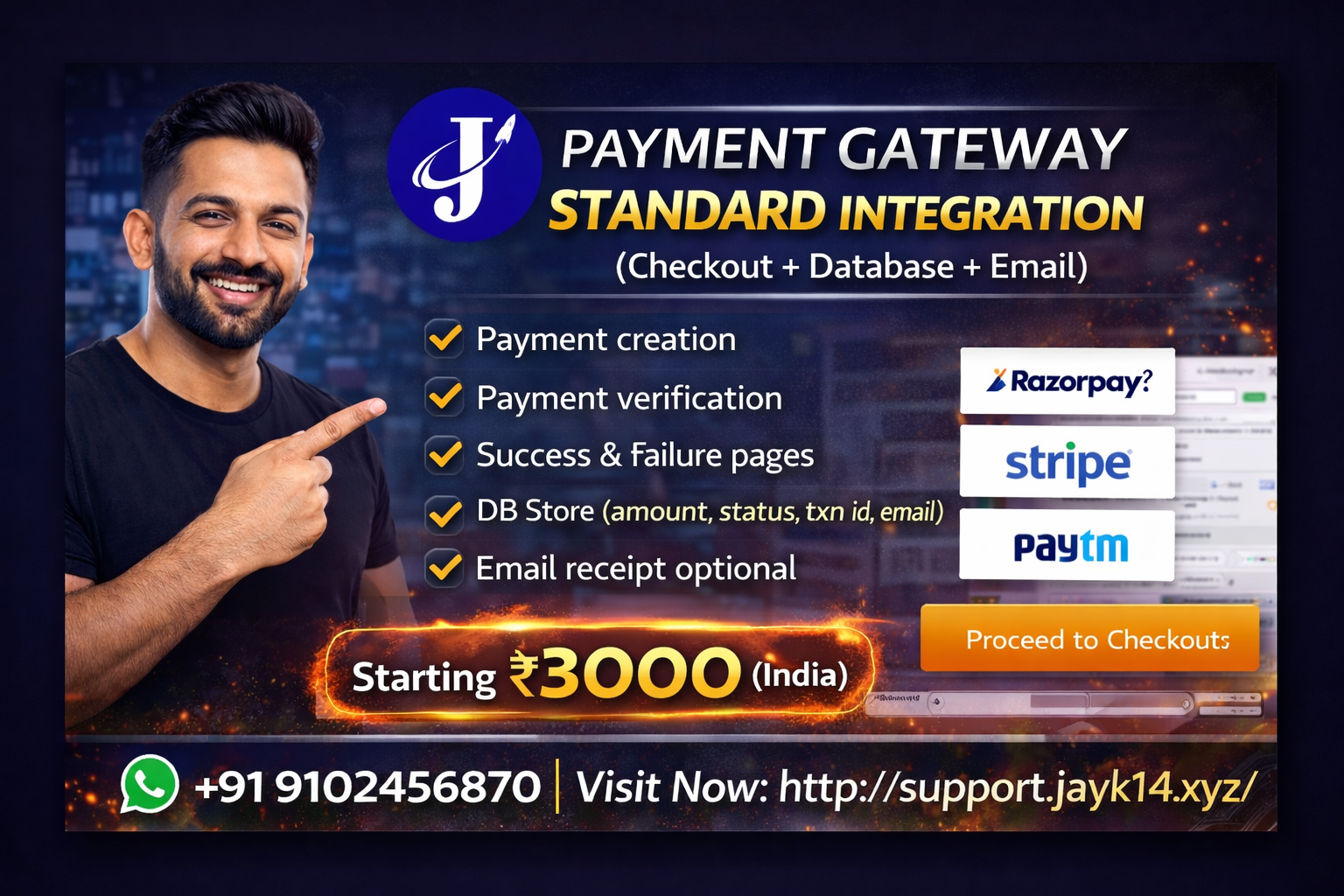 Payment Gateway Standard Integration (Checkout + Database + Email)